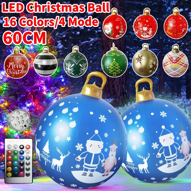 60cm Inflatable Christmas Ball Large Christmas Spheres With LED Lights PVC  Giant Balloons Garden Outdoor Christmas